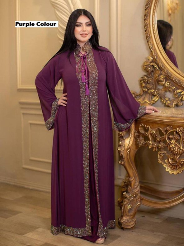 Irani Stone Borka Set ( Purple )