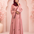 Rose Embroidary Abaya ( Pink )
