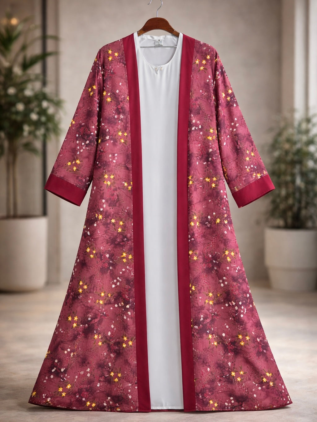 Exclusive Print Abaya ( Maroon )