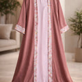Contrast Print Abaya ( Dusty Rose )