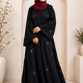 Rose Embroidary Abaya ( Black )