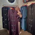 Leaf Elegance Abaya ( Deep Purple )