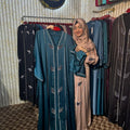 Leaf Elegance Abaya ( Seagreen )