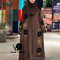 Flower Velvet Abaya ( Coffee )