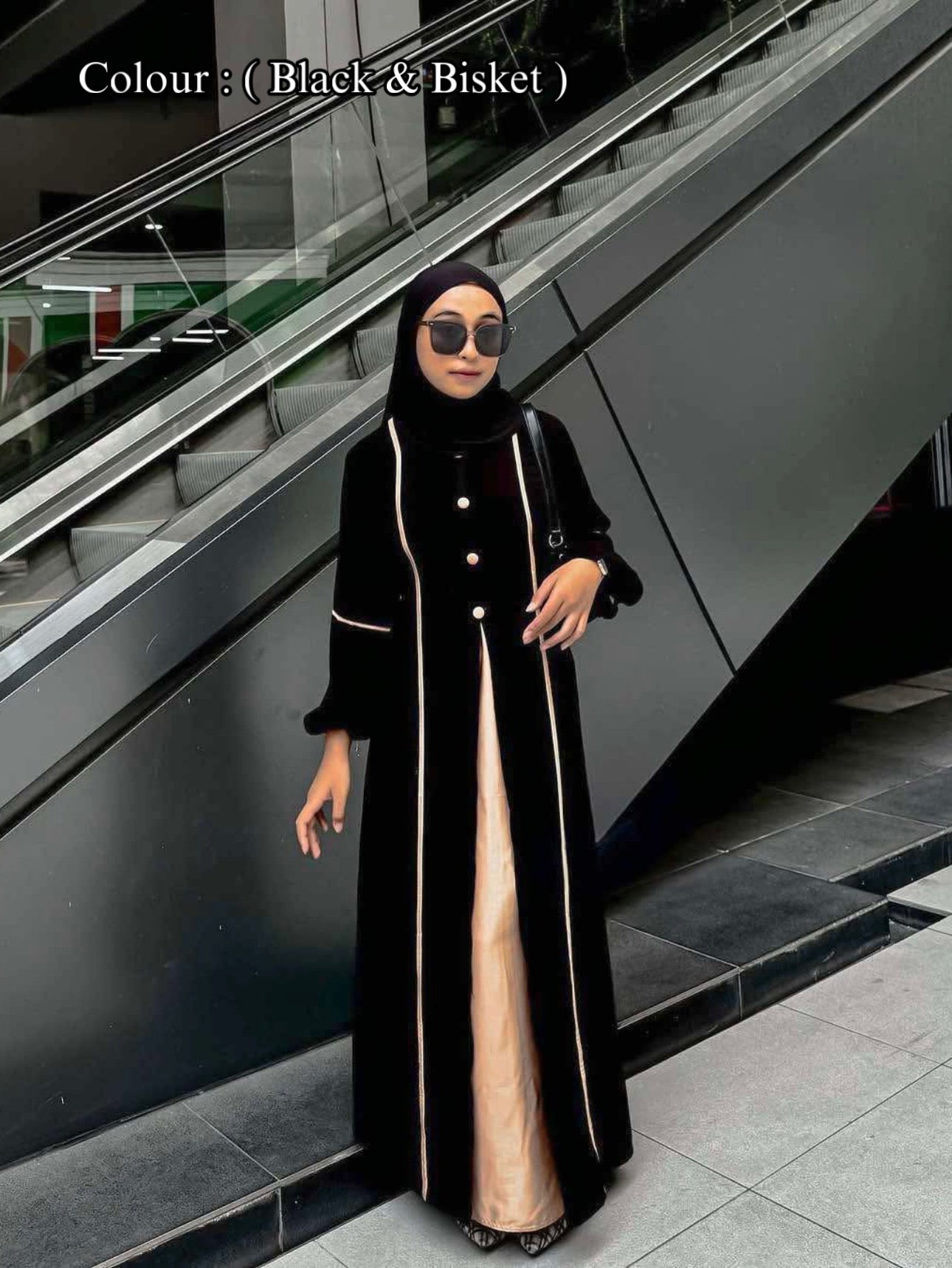 Classic Botam Abaya ( Black & Bisket )