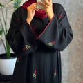 Rose Embroidary Abaya ( Black )
