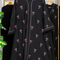 Bow Embroidery Abaya ( Pink )